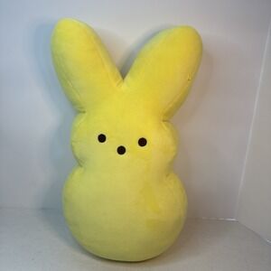 Large 15" Peeps Bright Yellow Bunny Rabbit Plush Velvet Marshmallow Just Born
